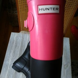 Pink and Black Hunter Boots Size 7 Rain & Winter